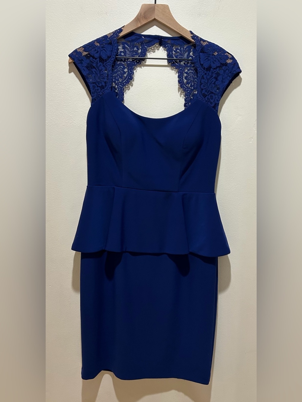 Xscape Royal Navy Blue Lace Top Layered Classy Cocktail Dress - Women’s Size 6